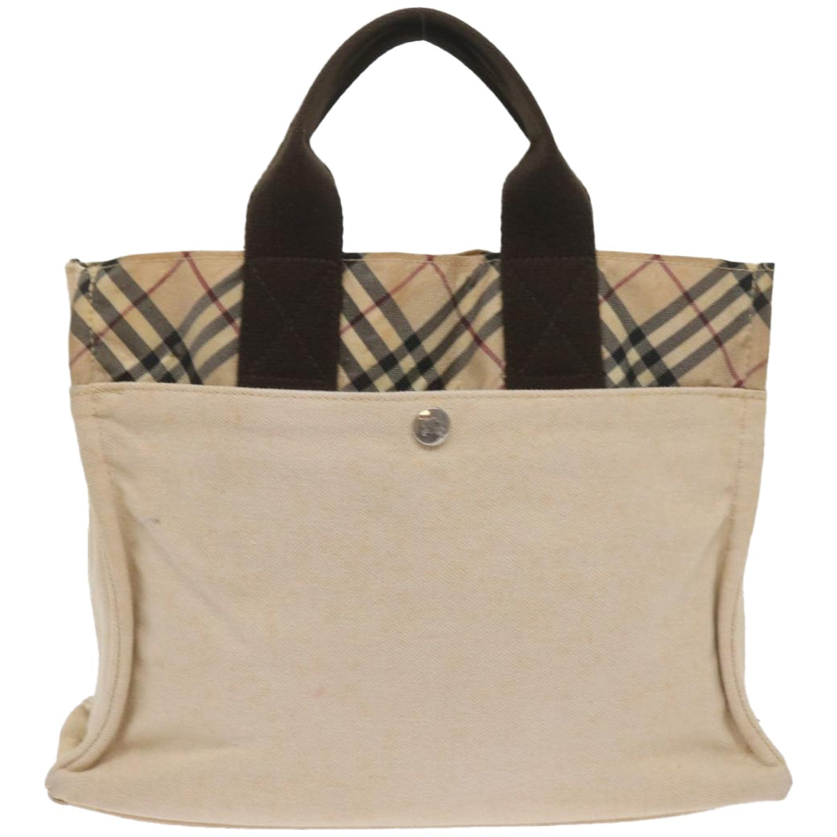 BURBERRY Nova Check Blue Label Hand Bag Canvas Beige Auth yk10800