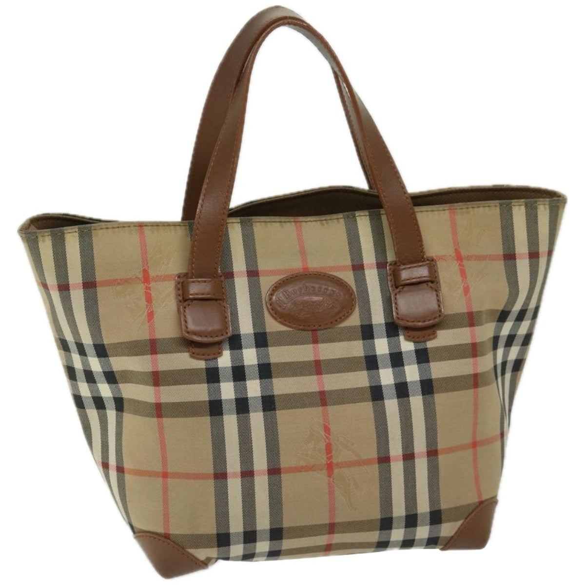 Burberrys Nova Check Hand Bag Canvas Beige Auth yk10806