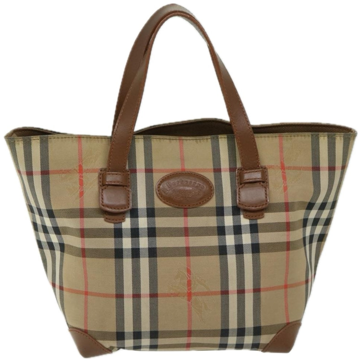 Burberrys Nova Check Hand Bag Canvas Beige Auth yk10806