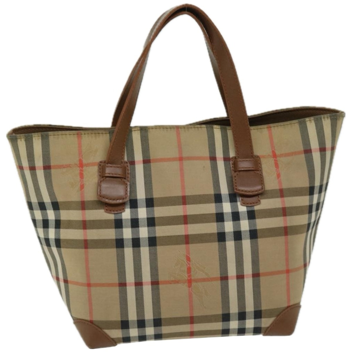 Burberrys Nova Check Hand Bag Canvas Beige Auth yk10806