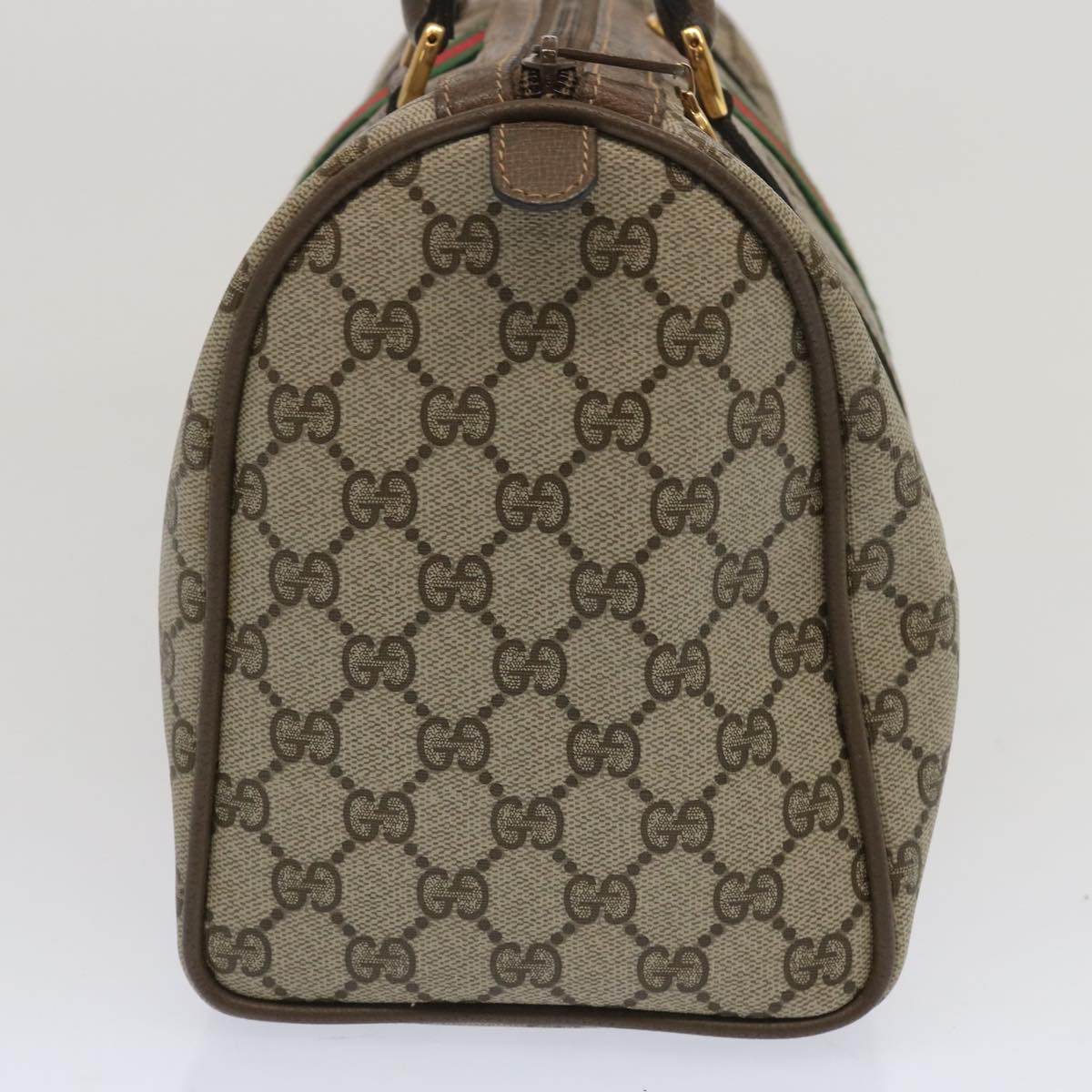 GUCCI GG Supreme Web Sherry Line Boston Bag Beige Red 24 02 007 Auth yk10839