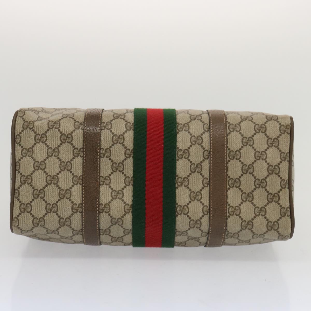 GUCCI GG Supreme Web Sherry Line Boston Bag Beige Red 24 02 007 Auth yk10839