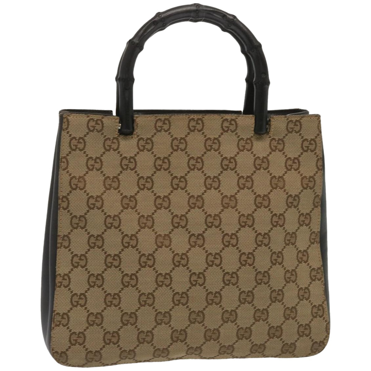 GUCCI Bamboo GG Canvas Hand Bag Beige 002 1061 Auth yk10842