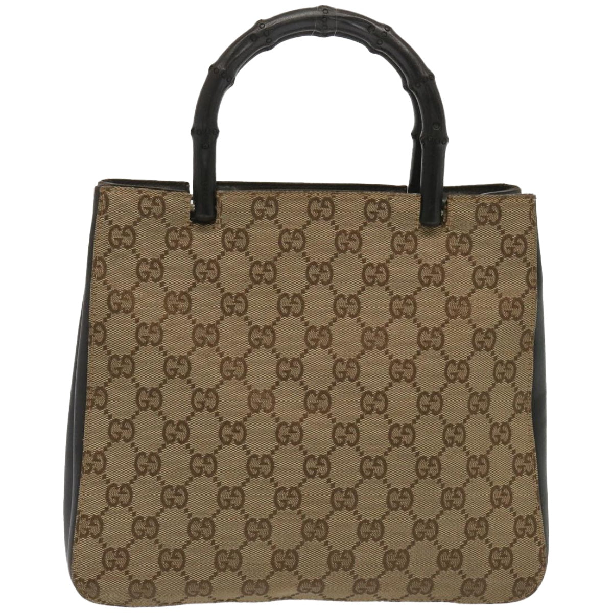 GUCCI Bamboo GG Canvas Hand Bag Beige 002 1061 Auth yk10842