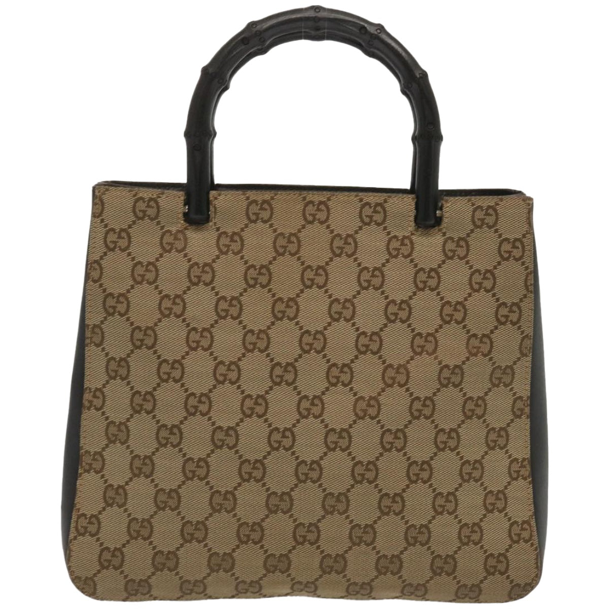 GUCCI Bamboo GG Canvas Hand Bag Beige 002 1061 Auth yk10842