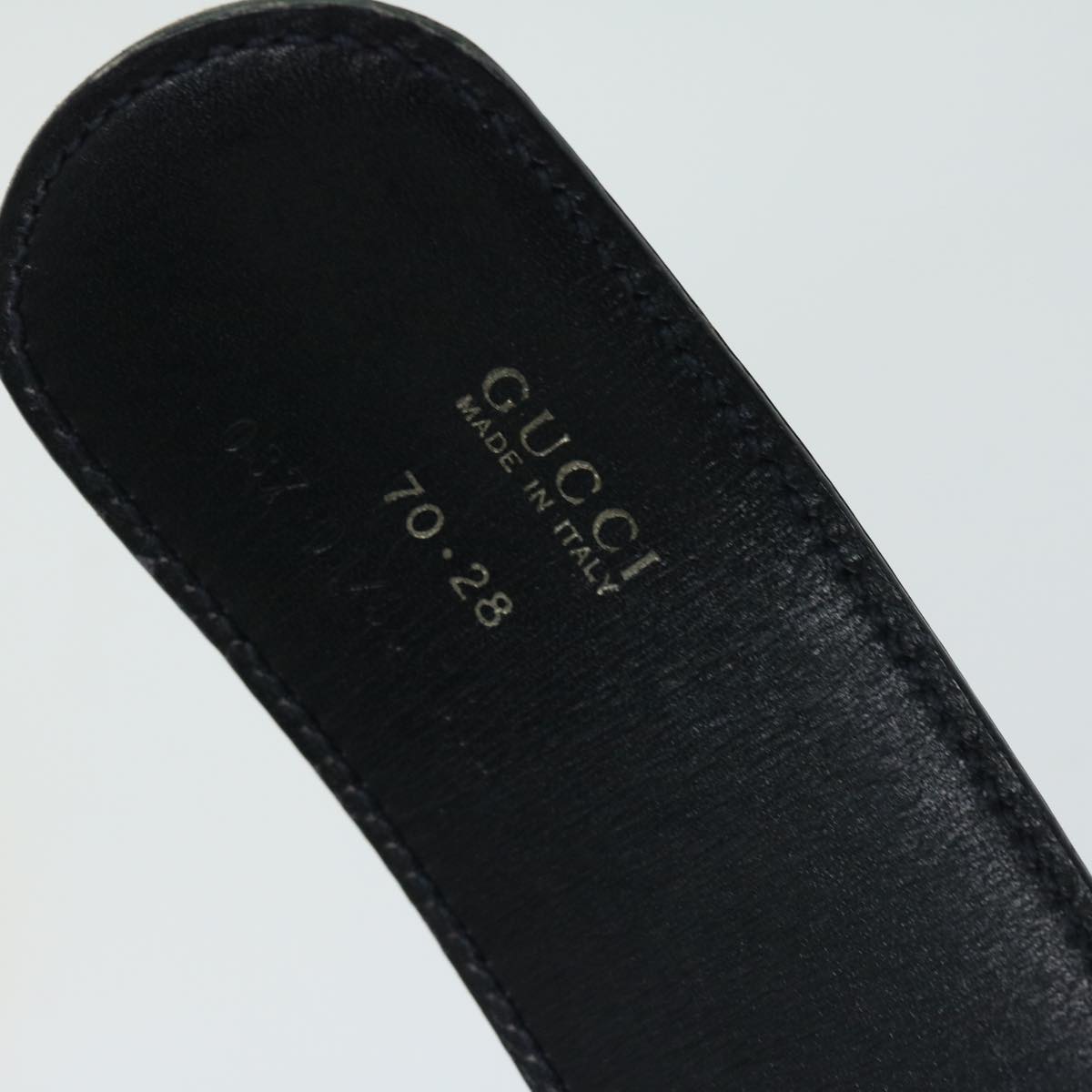 GUCCI Interlocking Belt Leather 31.5"" Navy 037 01 33 1510 Auth yk10850