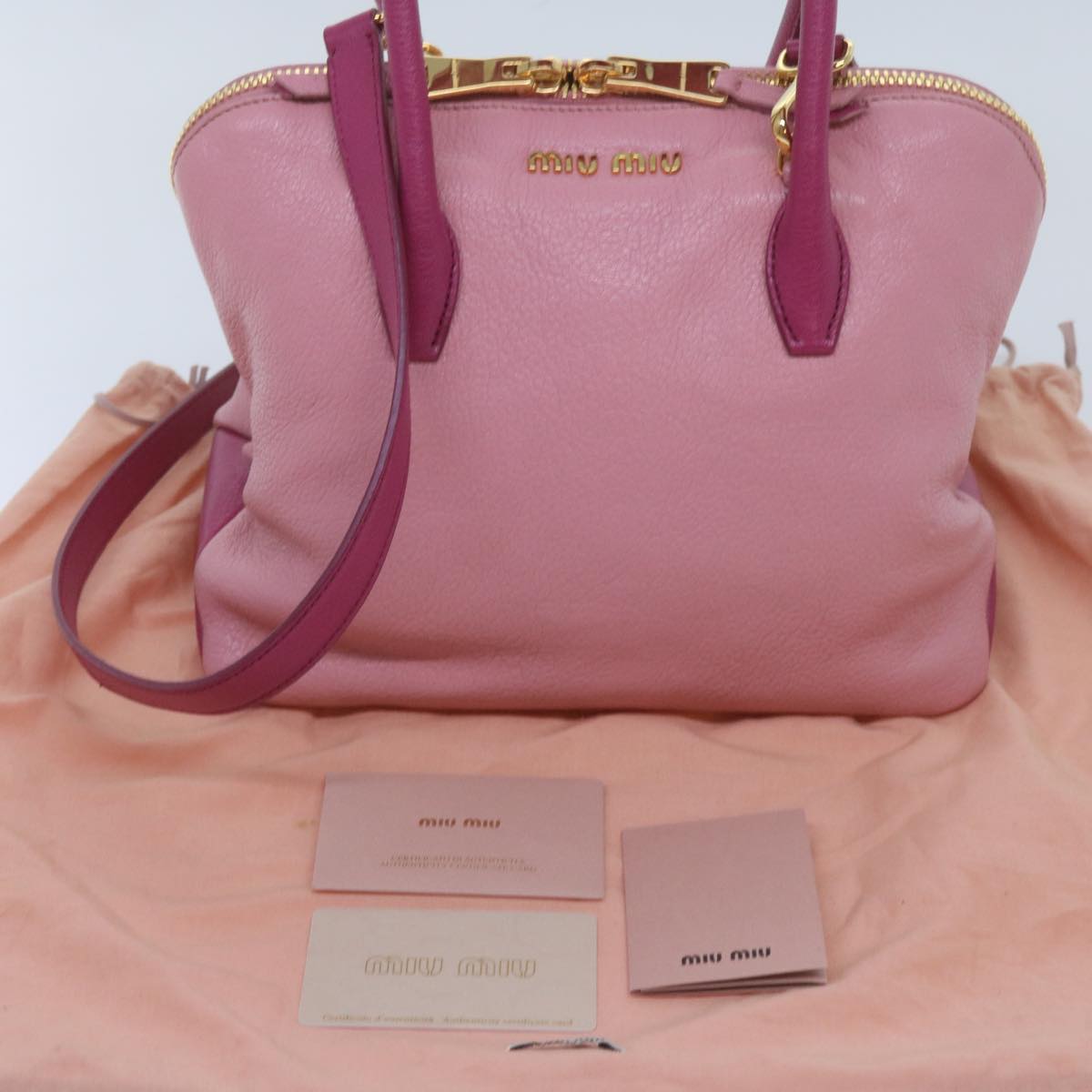 Miu Miu Hand Bag Leather 2way Pink Auth yk10851