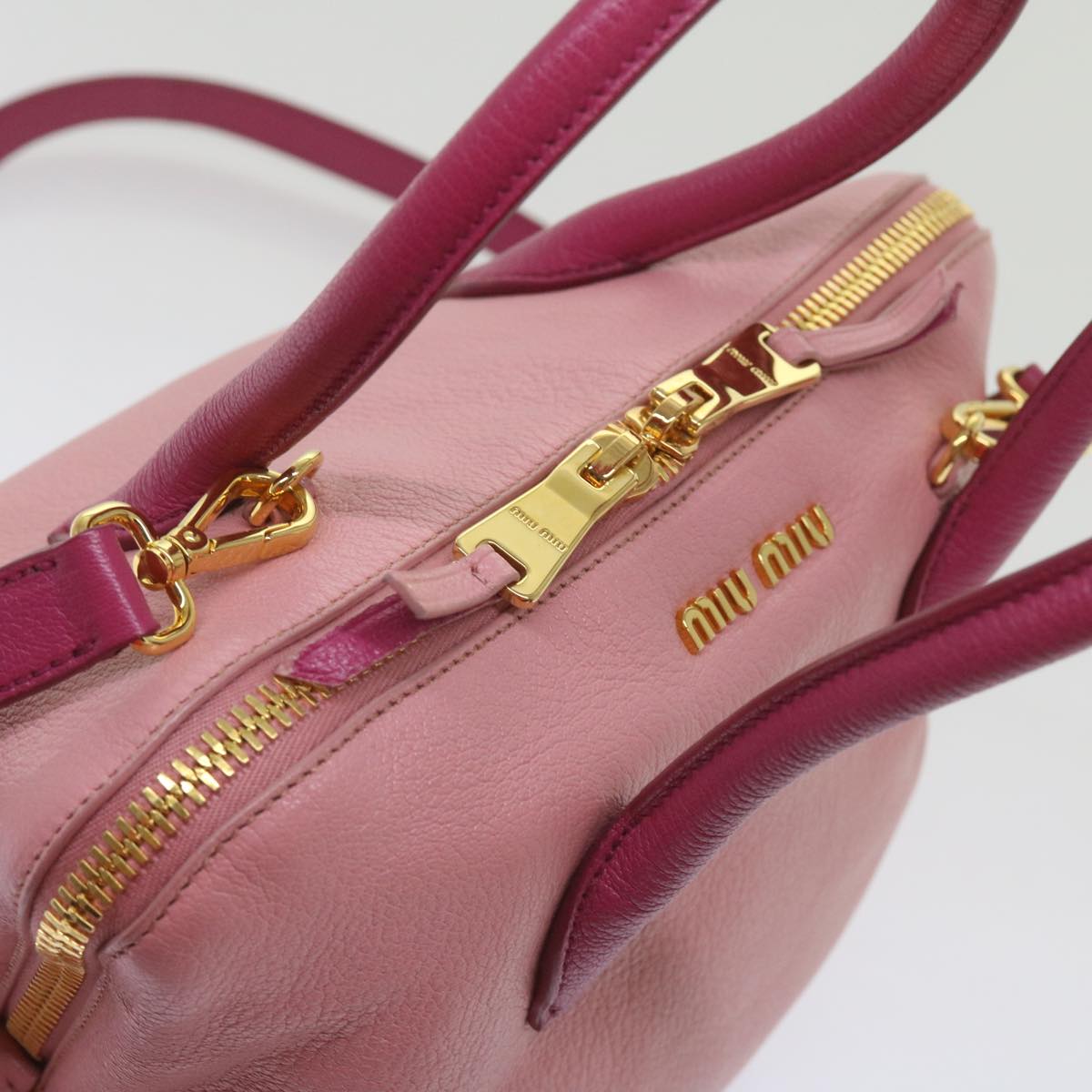 Miu Miu Hand Bag Leather 2way Pink Auth yk10851