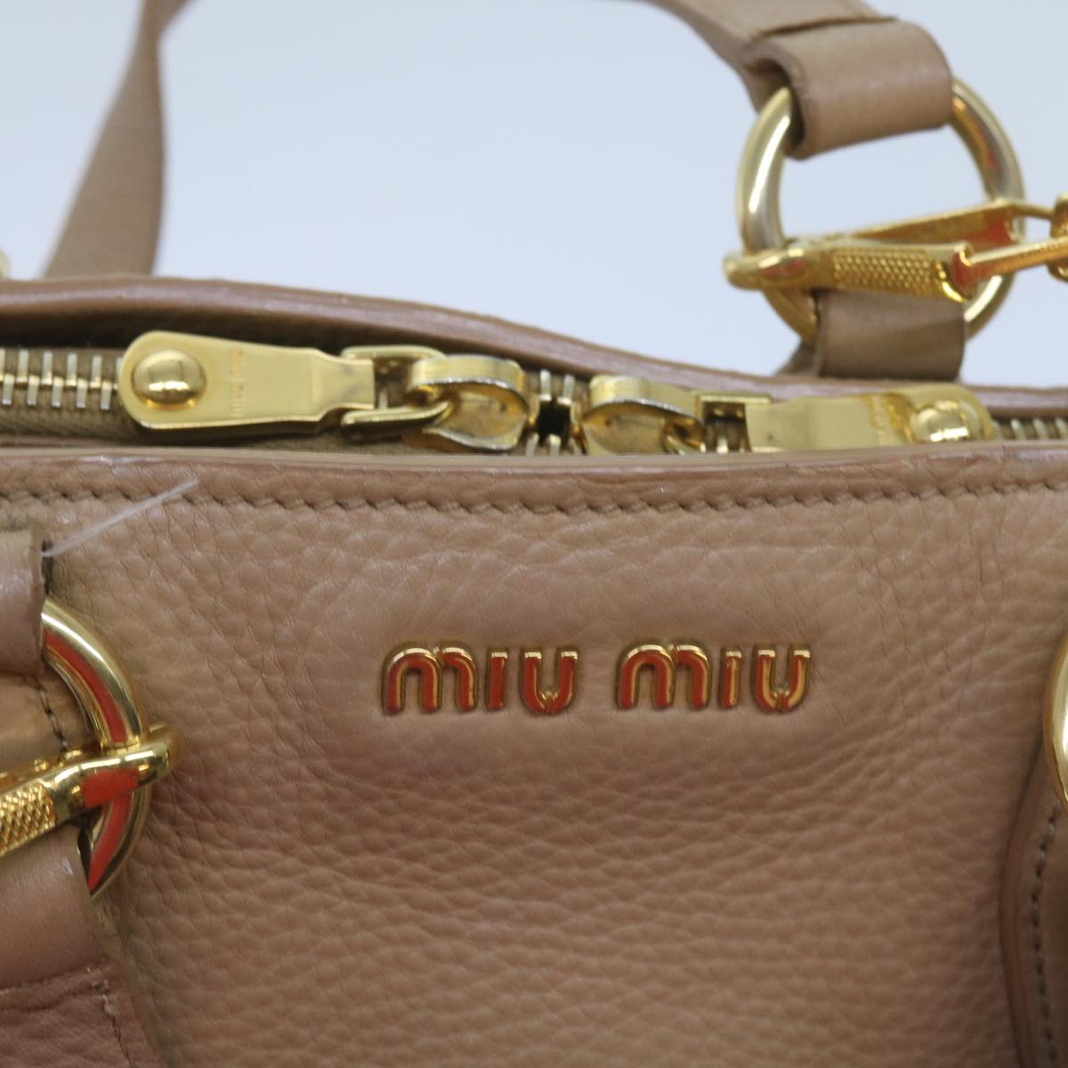 Miu Miu Hand Bag Leather 2way Beige Auth yk10858