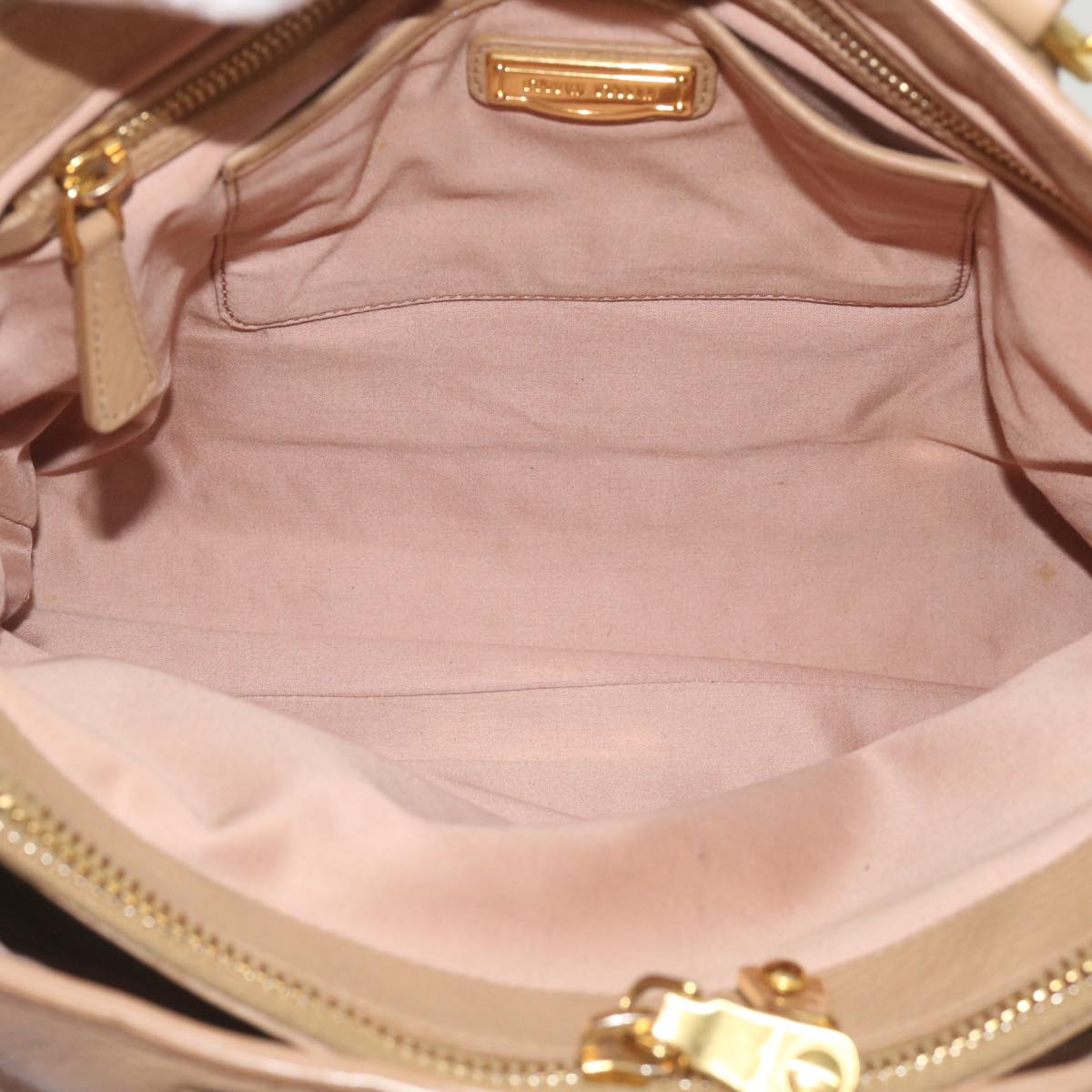 Miu Miu Hand Bag Leather 2way Beige Auth yk10858