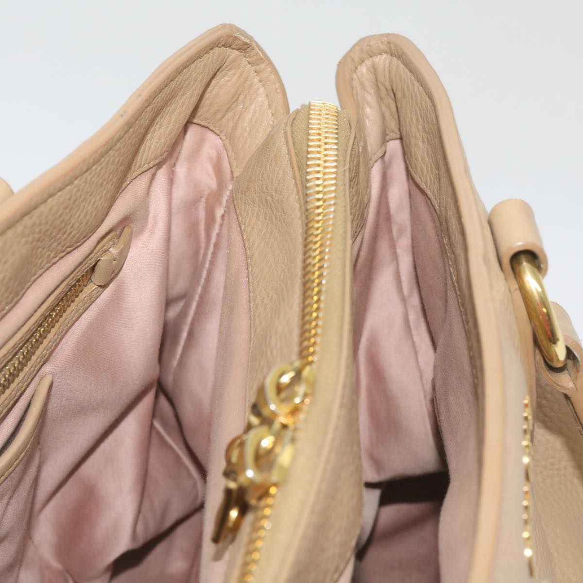 Miu Miu Hand Bag Leather 2way Beige Auth yk10858