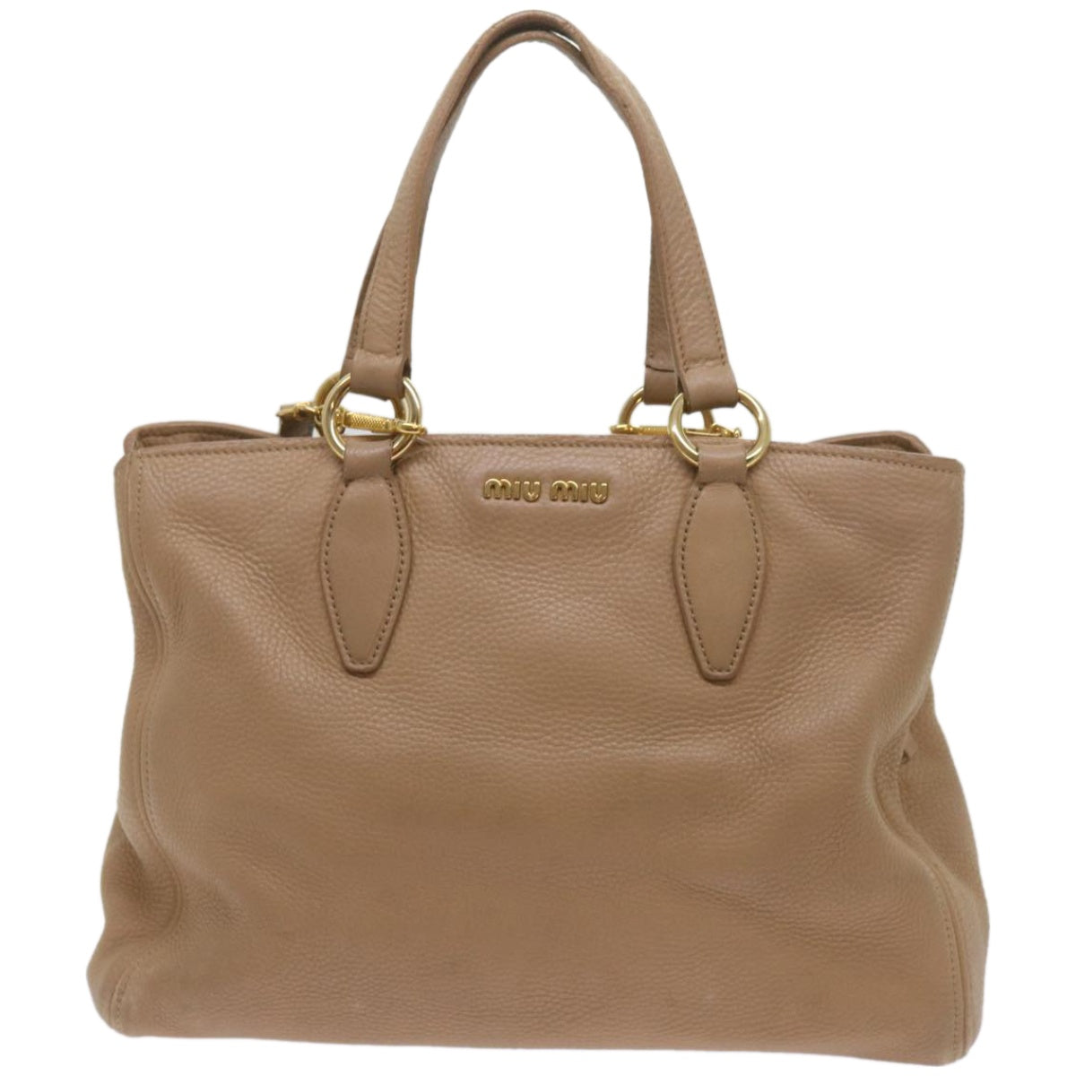 Miu Miu Hand Bag Leather 2way Beige Auth yk10858