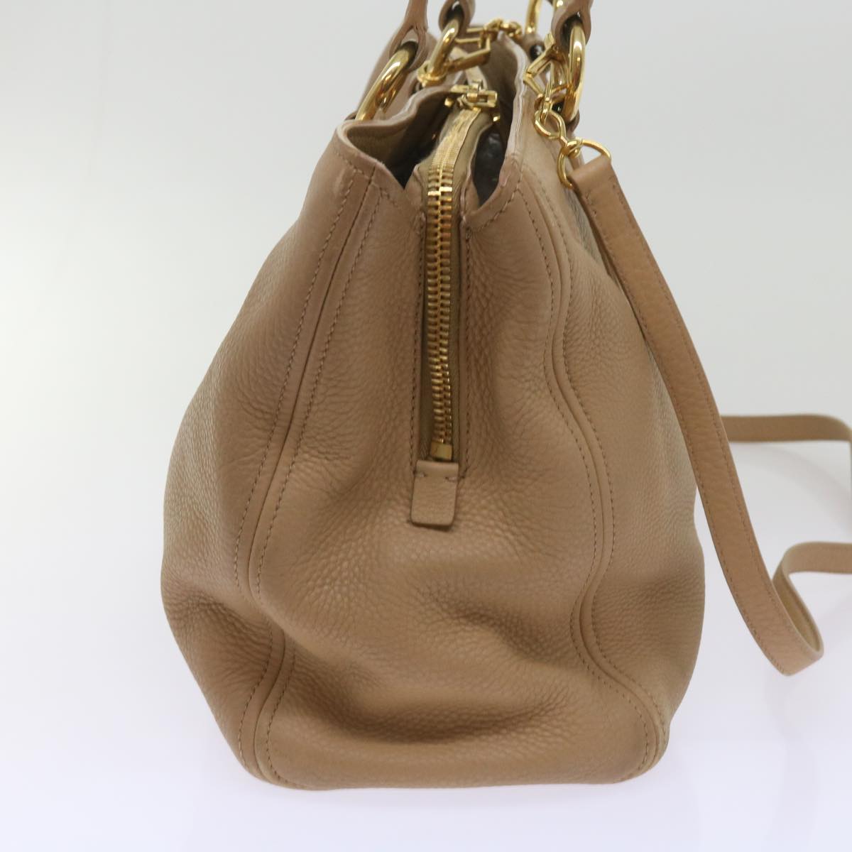 Miu Miu Hand Bag Leather 2way Beige Auth yk10858