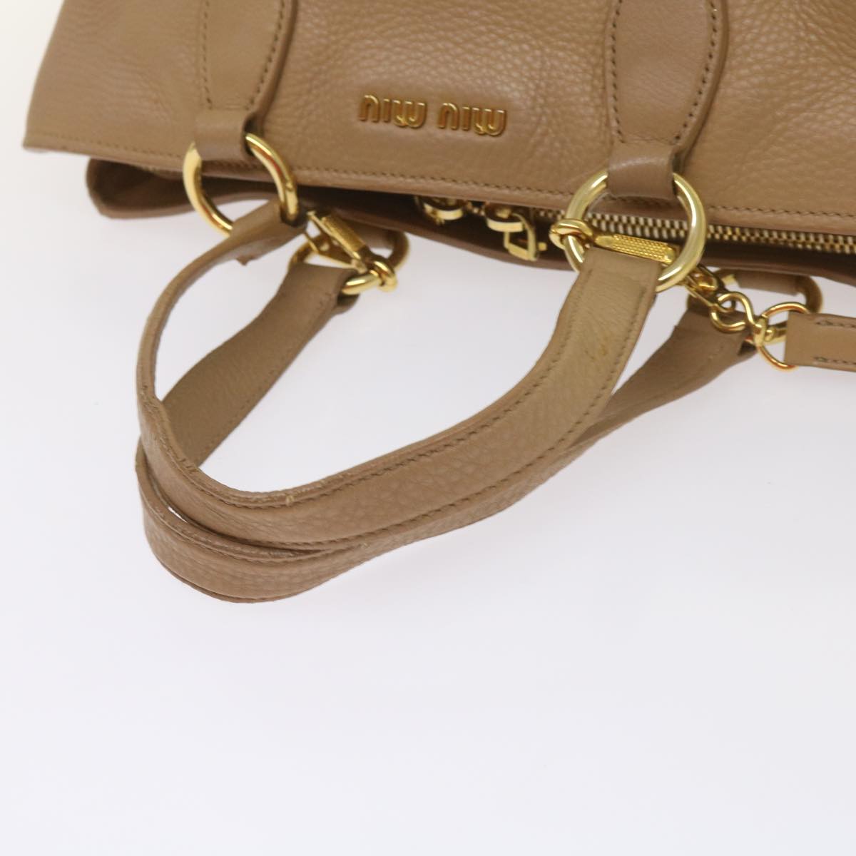 Miu Miu Hand Bag Leather 2way Beige Auth yk10858