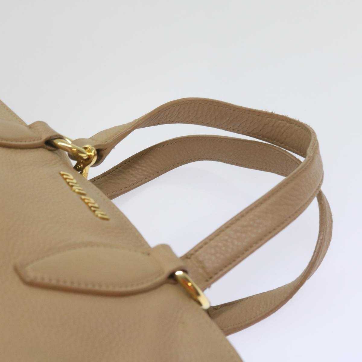 Miu Miu Hand Bag Leather 2way Beige Auth yk10858