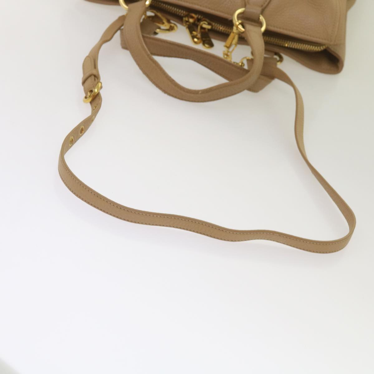 Miu Miu Hand Bag Leather 2way Beige Auth yk10858