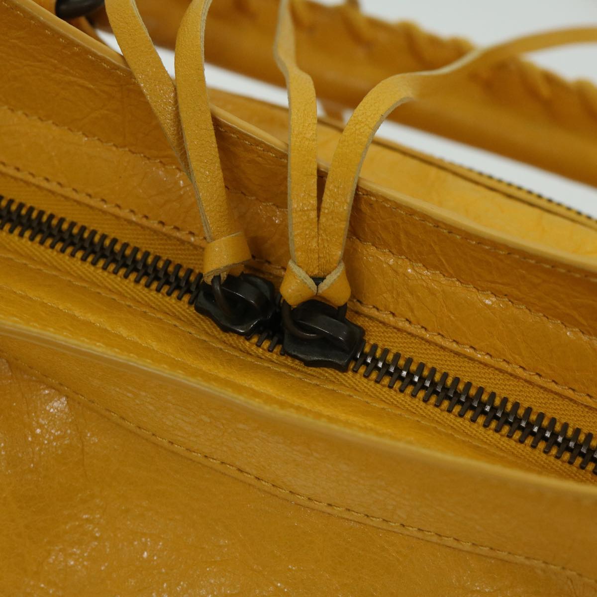 BALENCIAGA The Town Hand Bag Leather Yellow 240579 Auth yk10881