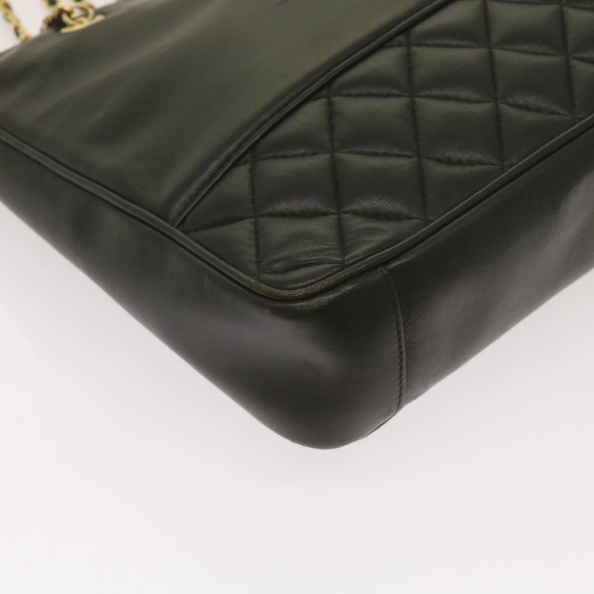 GIVENCHY Quilted Chain Shoulder Bag Leather Black Auth yk10895