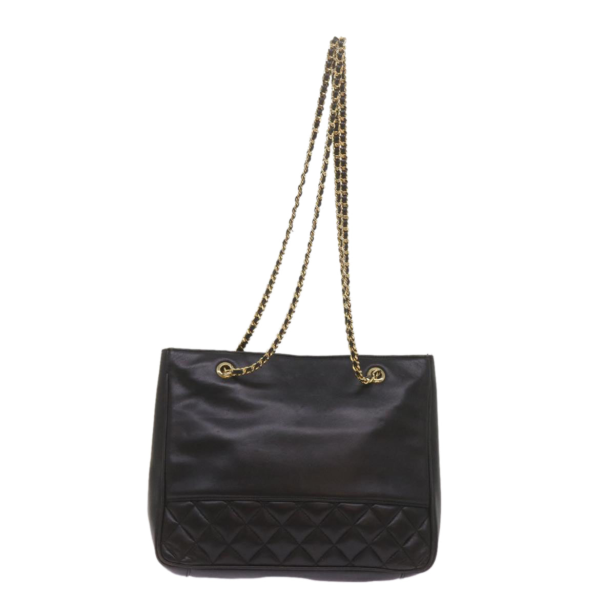 GIVENCHY Quilted Chain Shoulder Bag Leather Black Auth yk10895