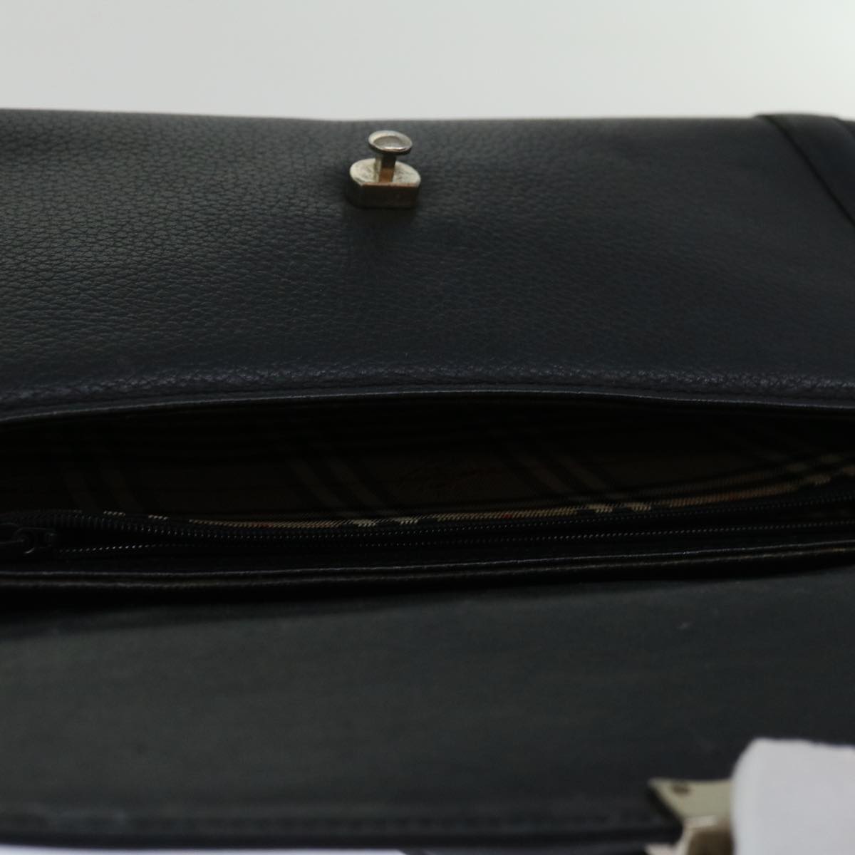 Burberrys Hand Bag Leather Black Auth yk10929