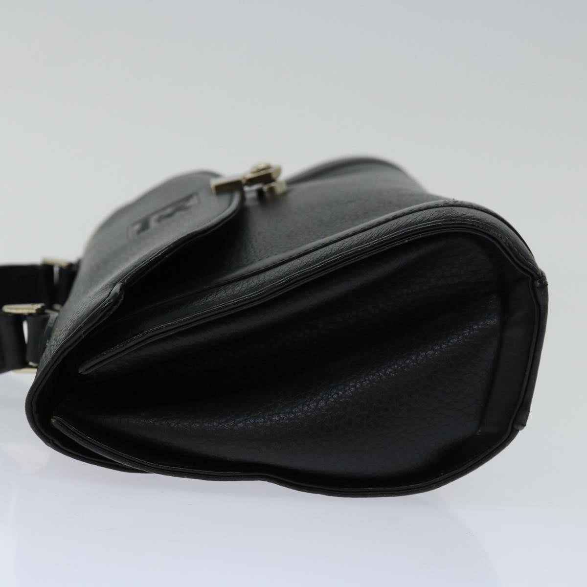 Burberrys Hand Bag Leather Black Auth yk10929