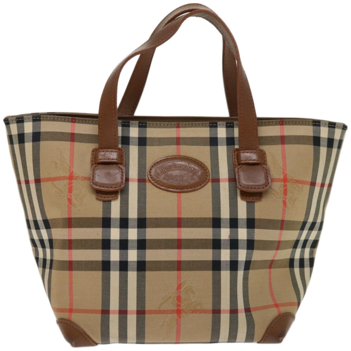 Burberrys Nova Check Hand Bag Canvas Beige Auth yk10936