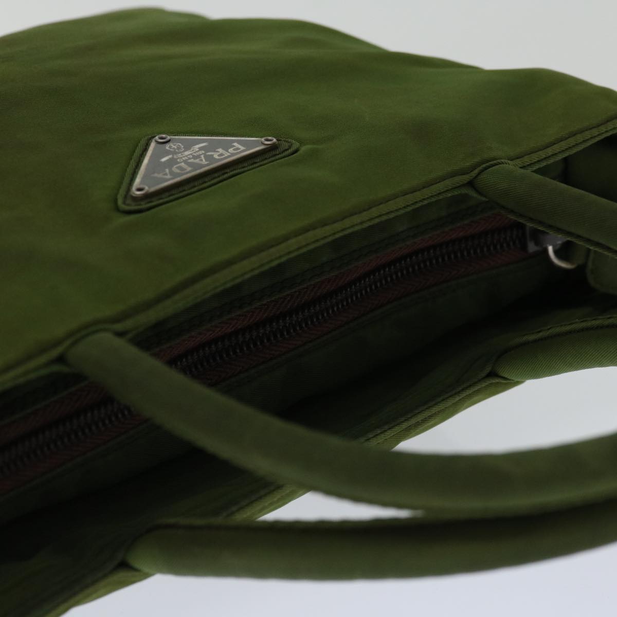 PRADA Hand Bag Nylon Green Auth yk10958