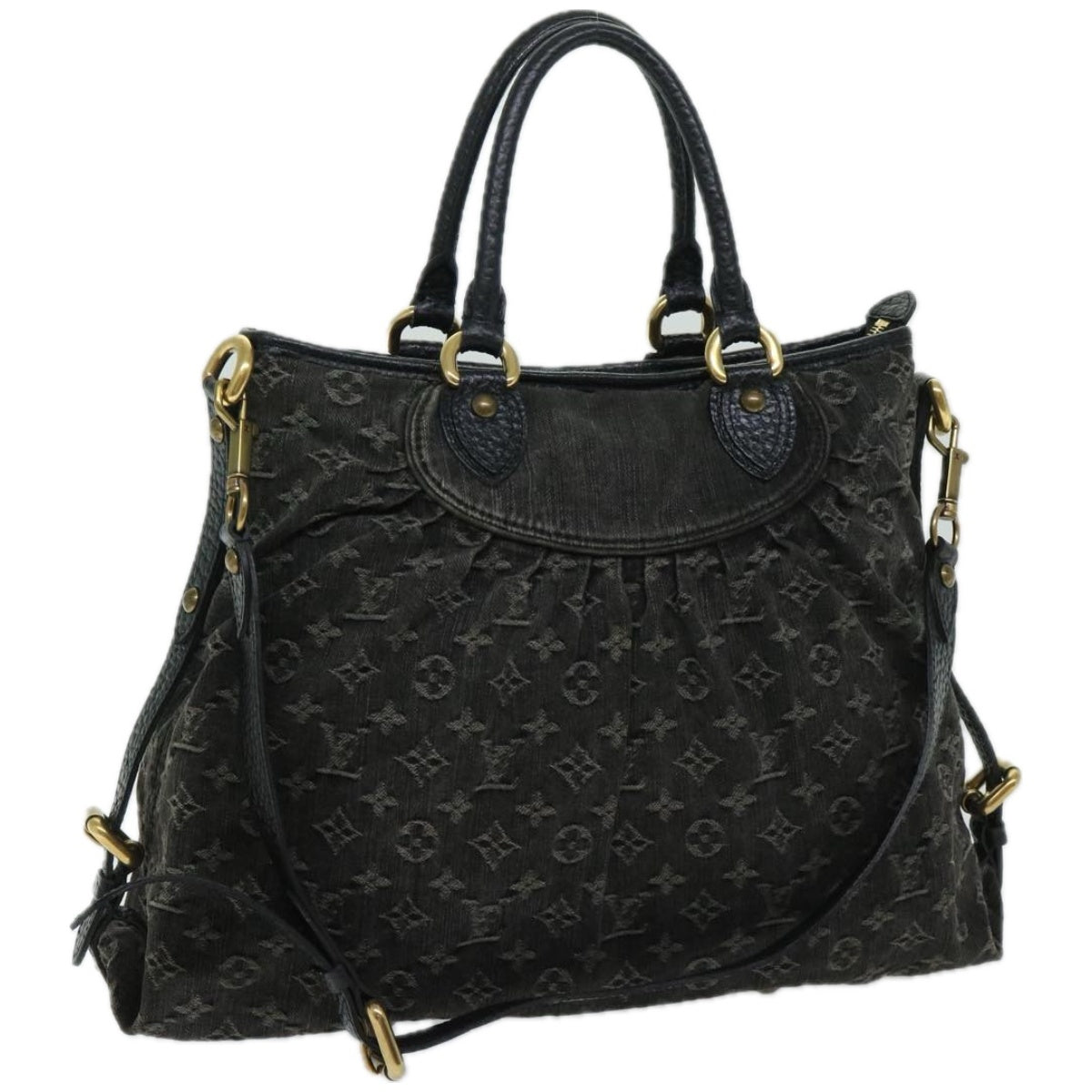 LOUIS VUITTON Monogram Denim Neo Cabby MM Bag 2way Black M95351 Auth yk10965