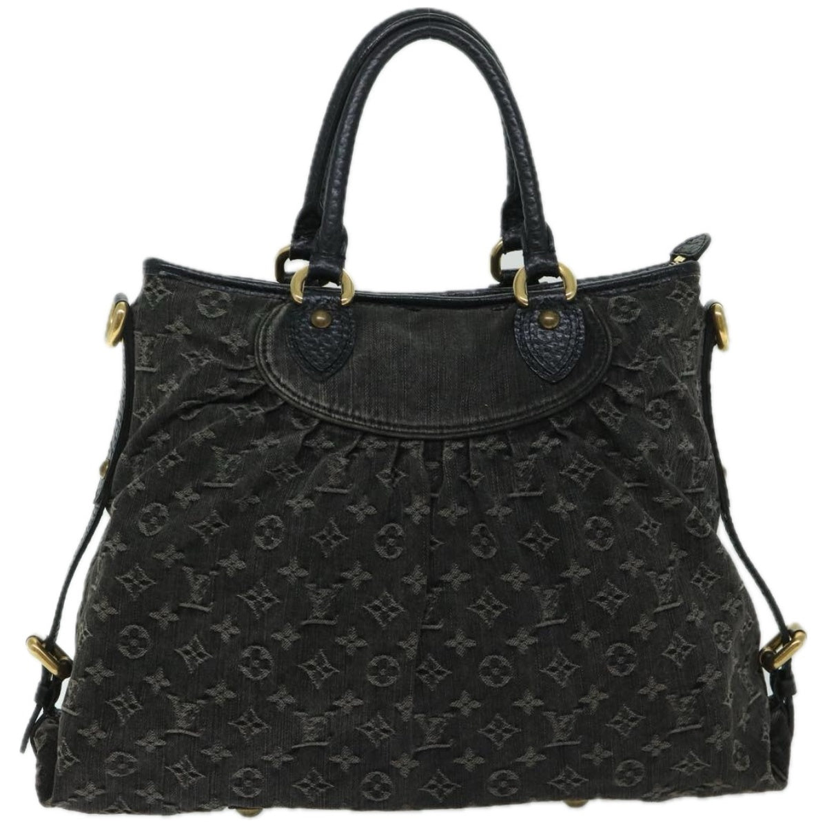 LOUIS VUITTON Monogram Denim Neo Cabby MM Bag 2way Black M95351 Auth yk10965