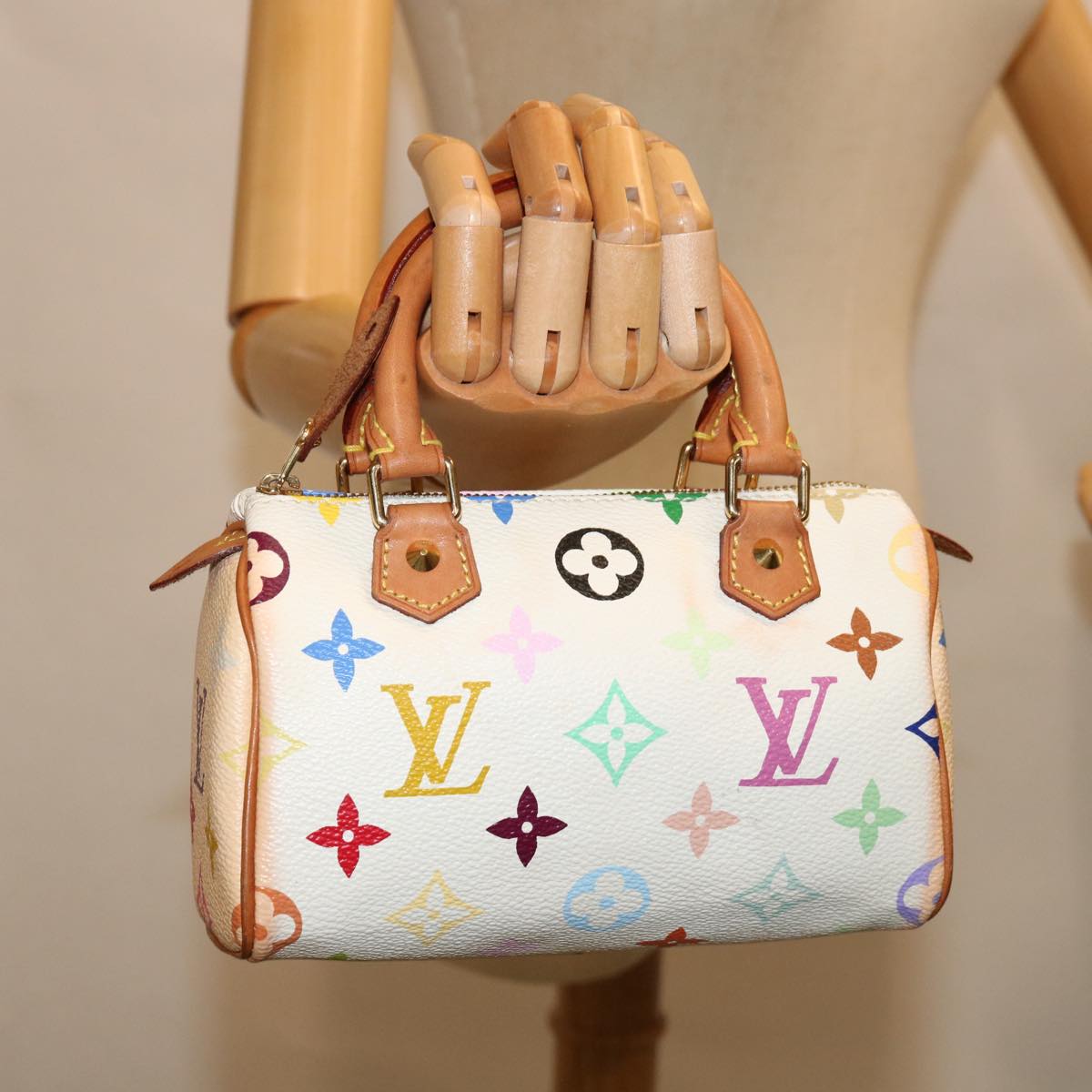 LOUIS VUITTON Monogram Multicolor Mini Speedy Bag White M92645 LV Auth yk10975A