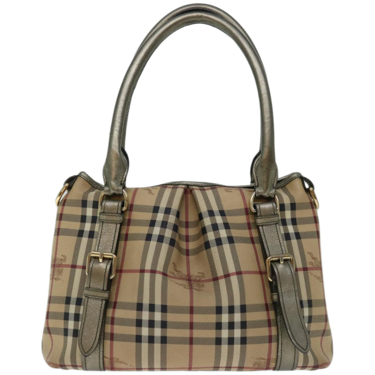 BURBERRY Nova Check Shoulder Bag PVC Leather Beige Auth yk10985