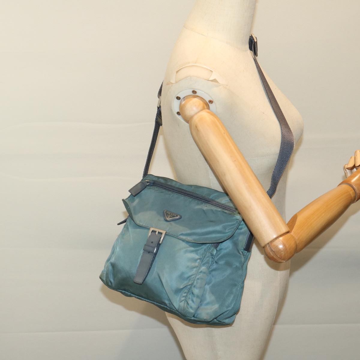 PRADA Shoulder Bag Nylon Blue Auth yk11014