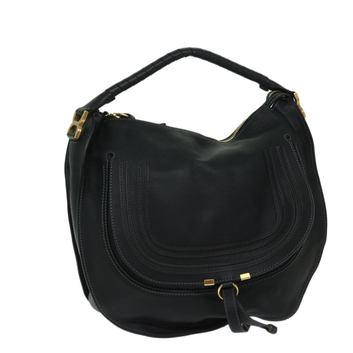 Chloe Mercy Shoulder Bag Leather Black Auth yk11019