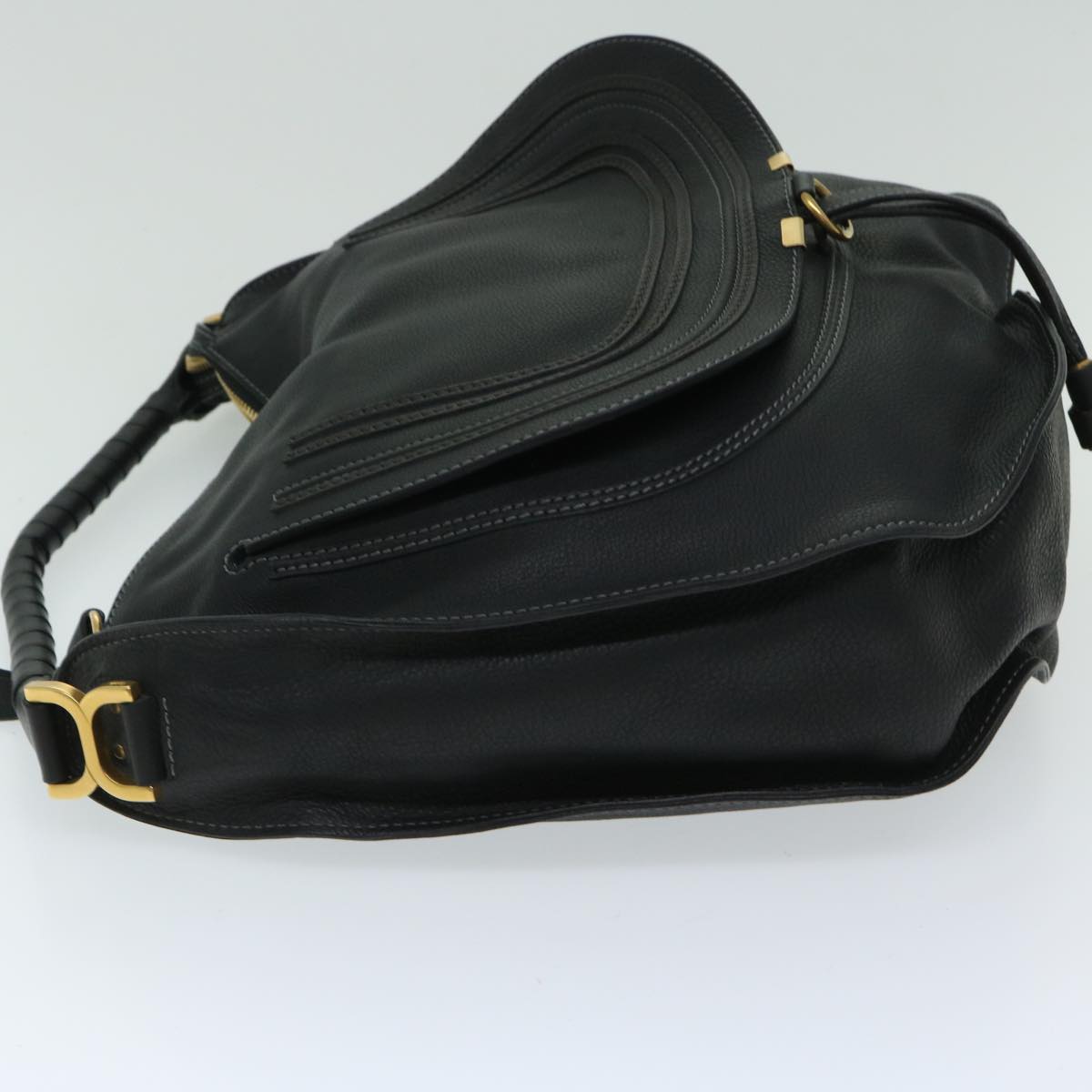 Chloe Mercy Shoulder Bag Leather Black Auth yk11019