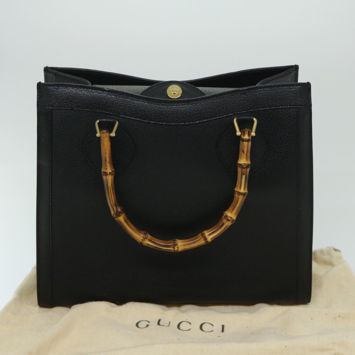 GUCCI Bamboo Hand Bag Leather Black 002 2865 0260 Auth yk11029