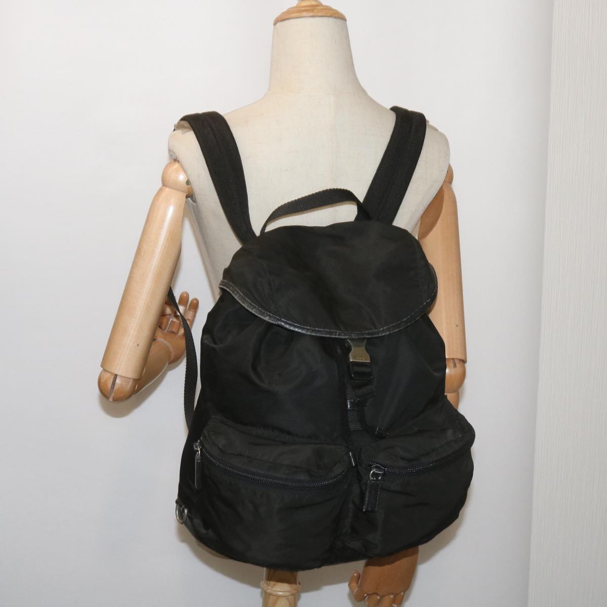 PRADA Backpack Nylon Black Auth yk11052