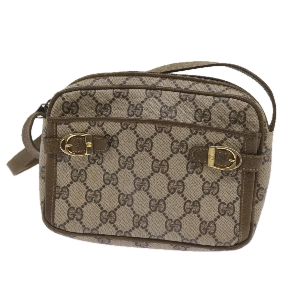 GUCCI GG Supreme Shoulder Bag PVC Beige Auth yk11067