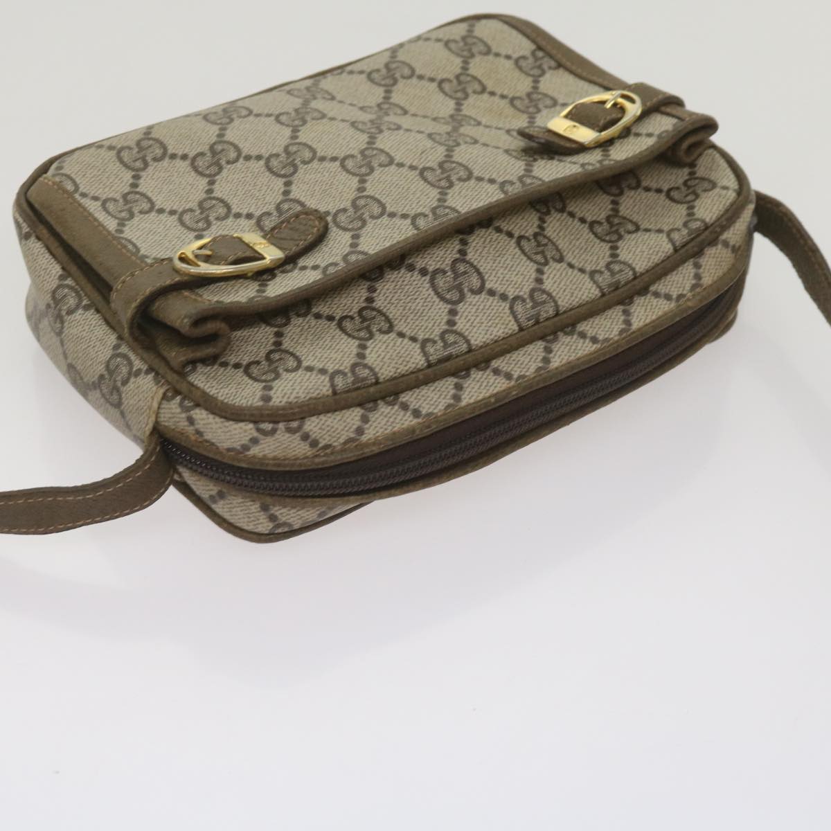 GUCCI GG Supreme Shoulder Bag PVC Beige Auth yk11067