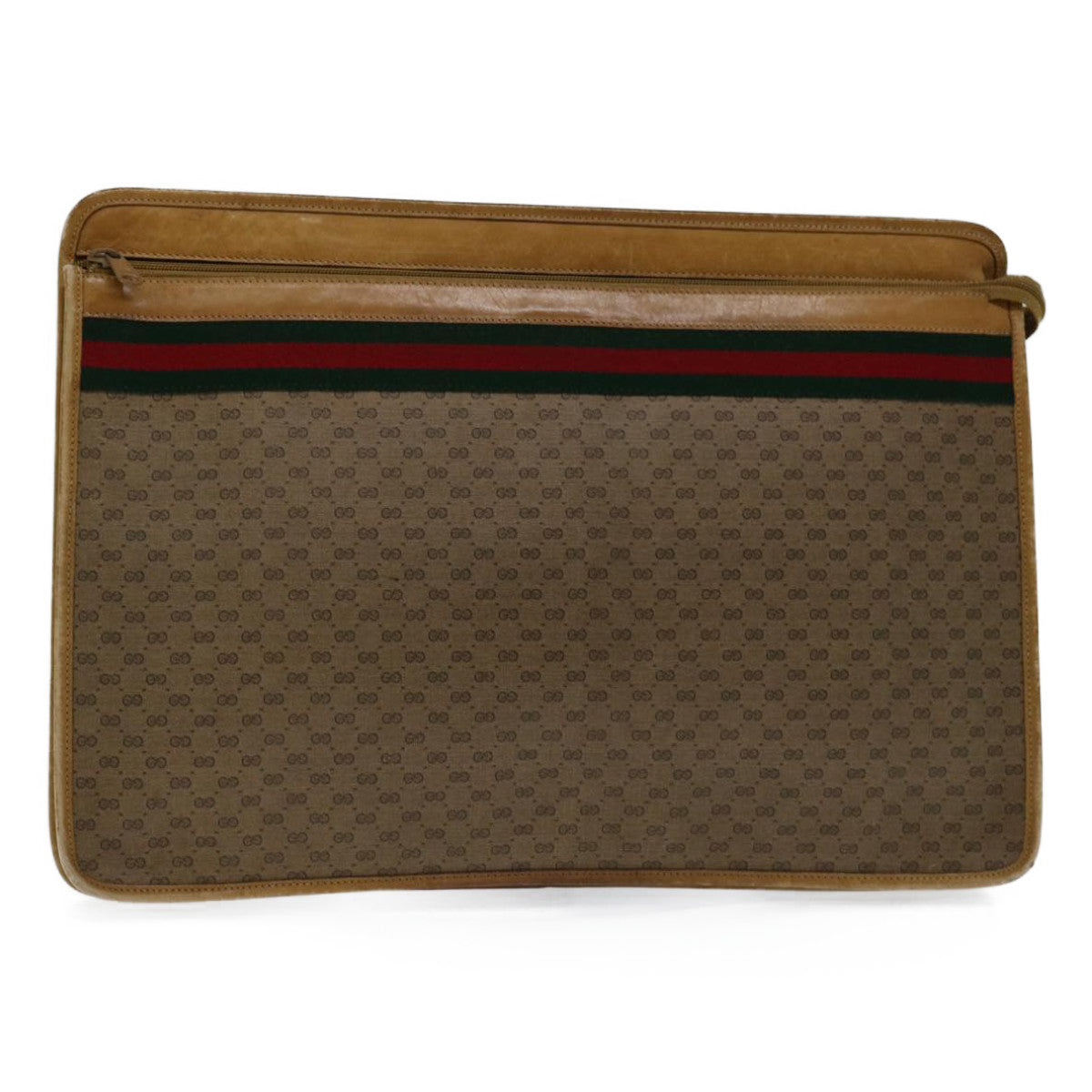 GUCCI Micro GG Supreme Web Sherry Line Briefcase Beige 017 115 4126 Auth yk11072