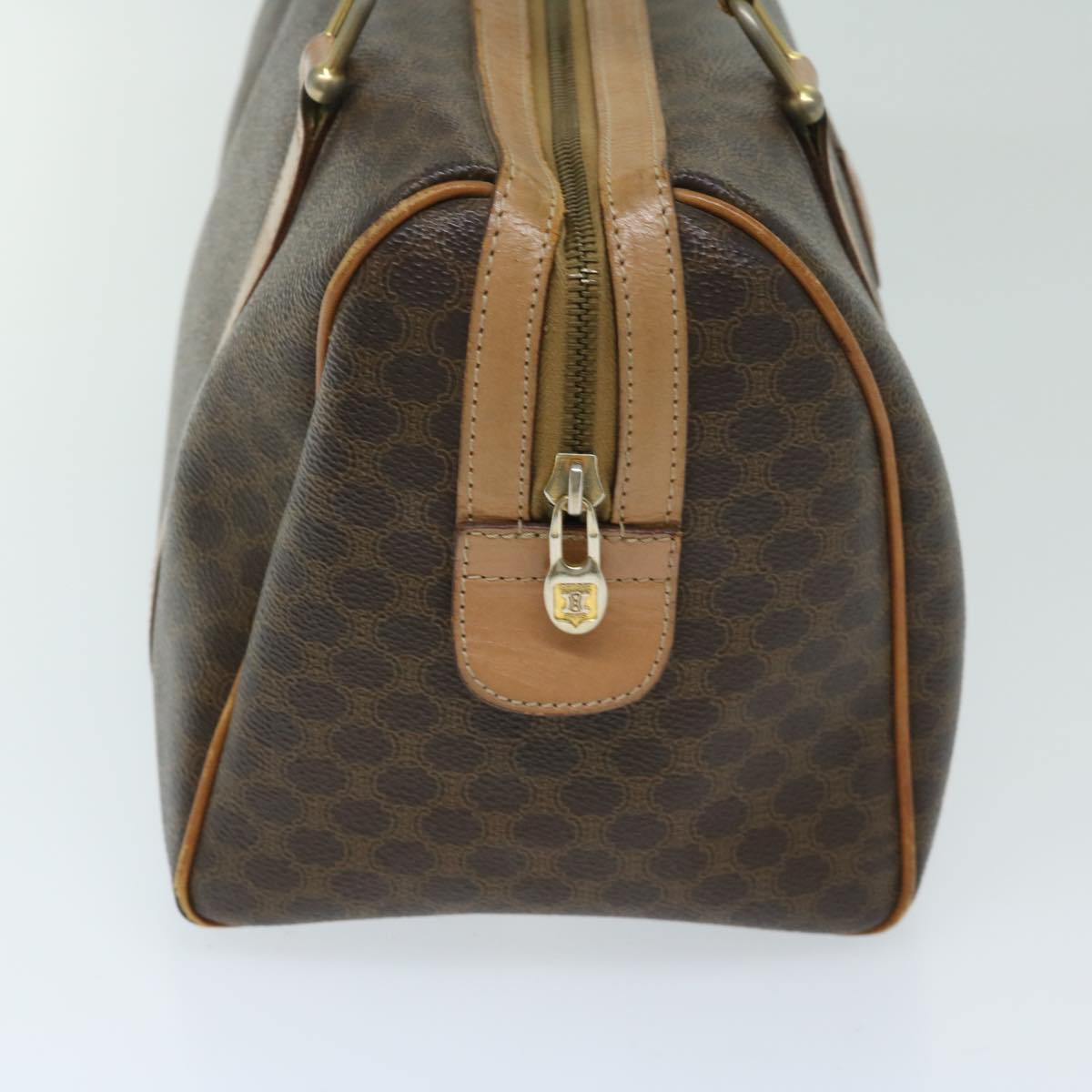 CELINE Macadam Canvas Hand Bag PVC Brown Auth yk11101