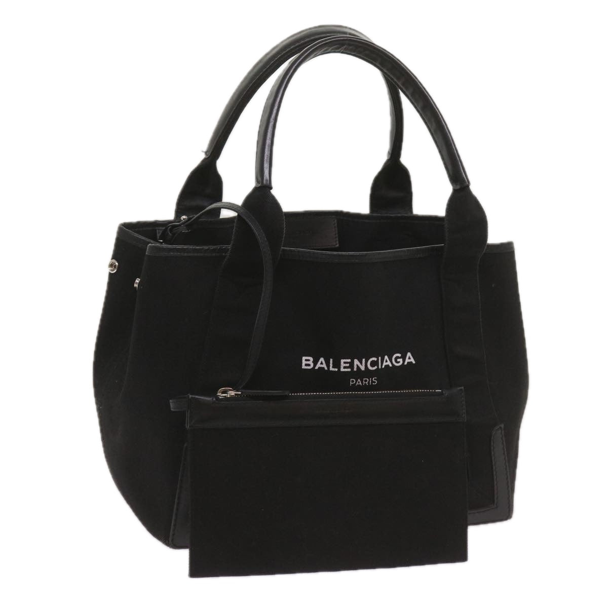 BALENCIAGA Navy Cabas Hand Bag Canvas Black 339936 Auth yk11125