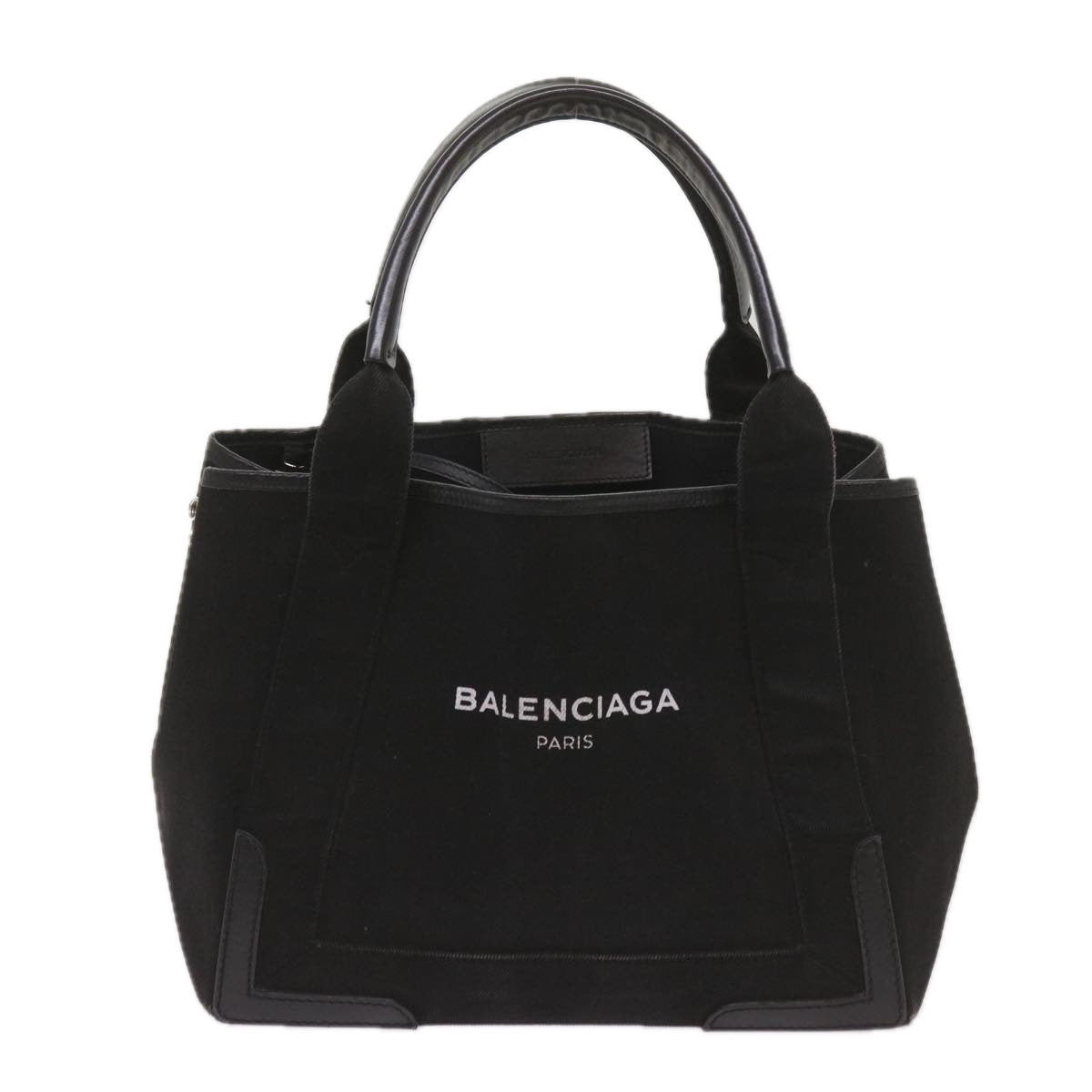 BALENCIAGA Navy Cabas Hand Bag Canvas Black 339936 Auth yk11125