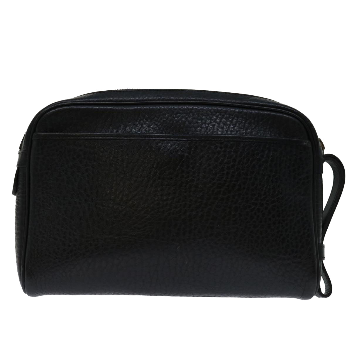 Burberrys Clutch Bag Leather Black Auth yk11126