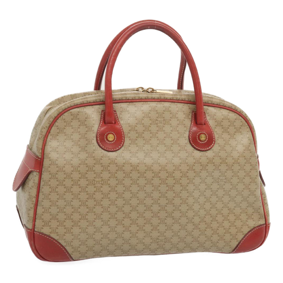 CELINE Macadam Canvas Hand Bag Beige Auth yk11151