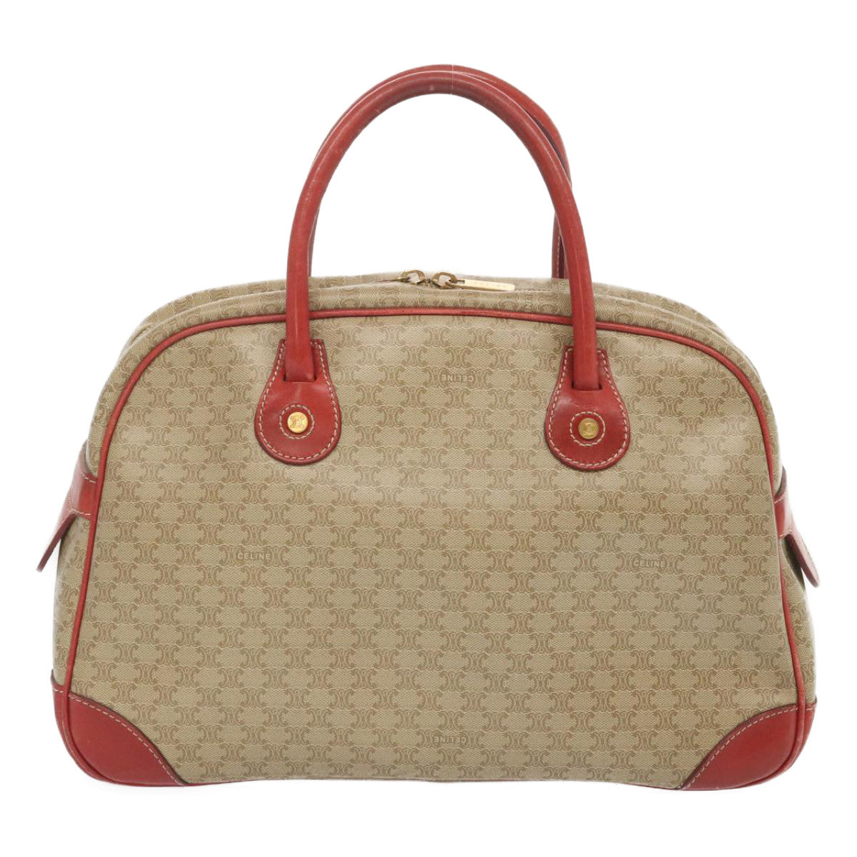 CELINE Macadam Canvas Hand Bag Beige Auth yk11151