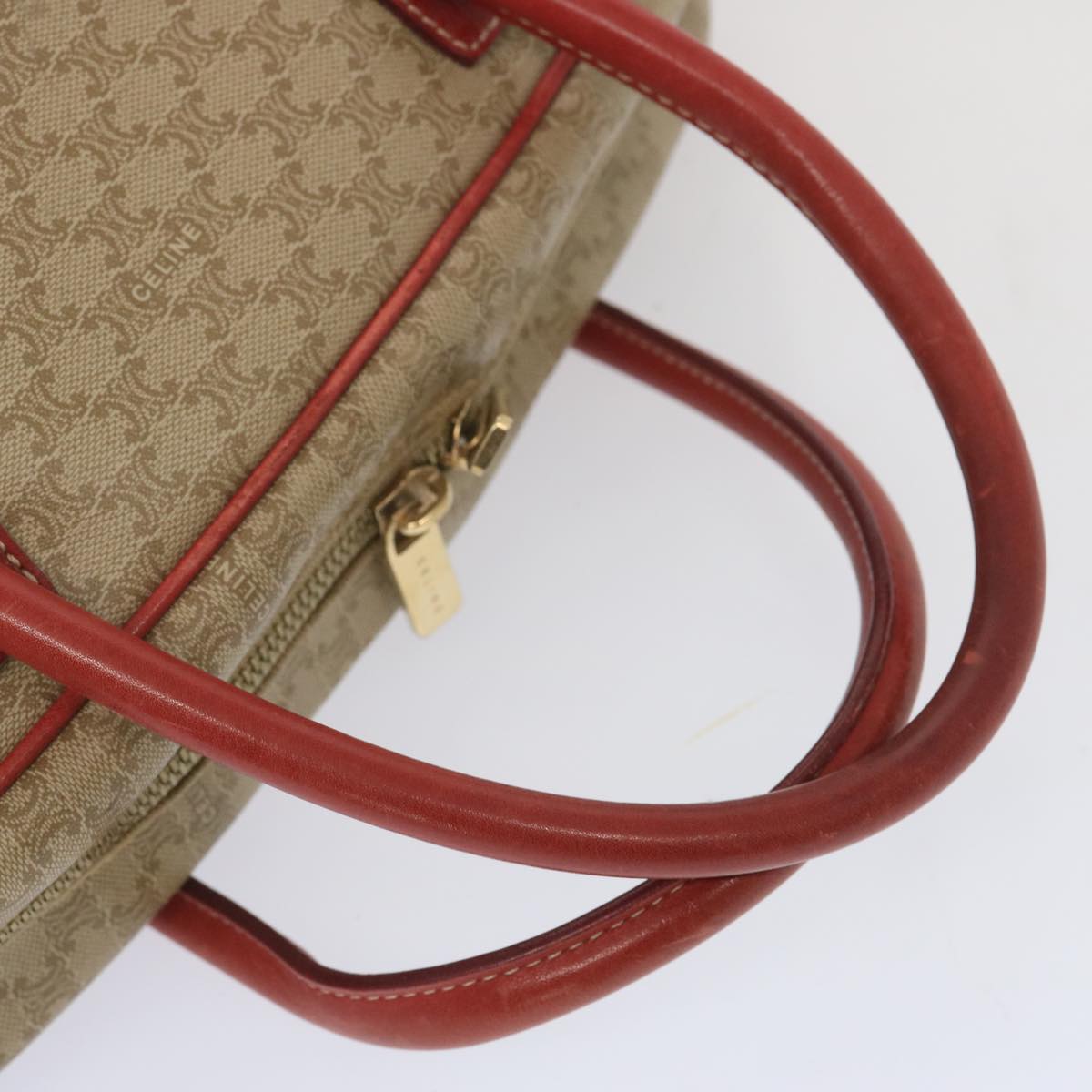 CELINE Macadam Canvas Hand Bag Beige Auth yk11151