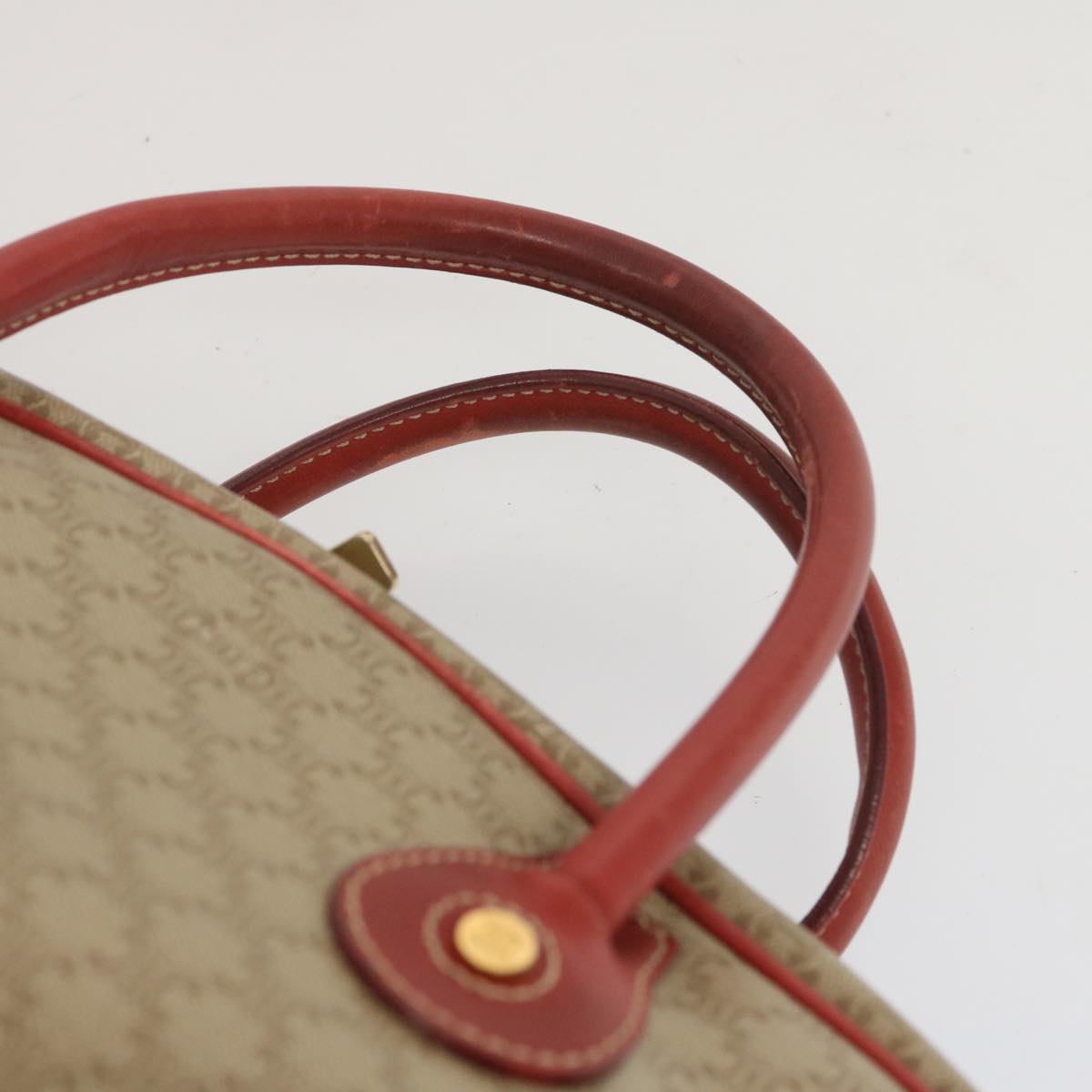 CELINE Macadam Canvas Hand Bag Beige Auth yk11151