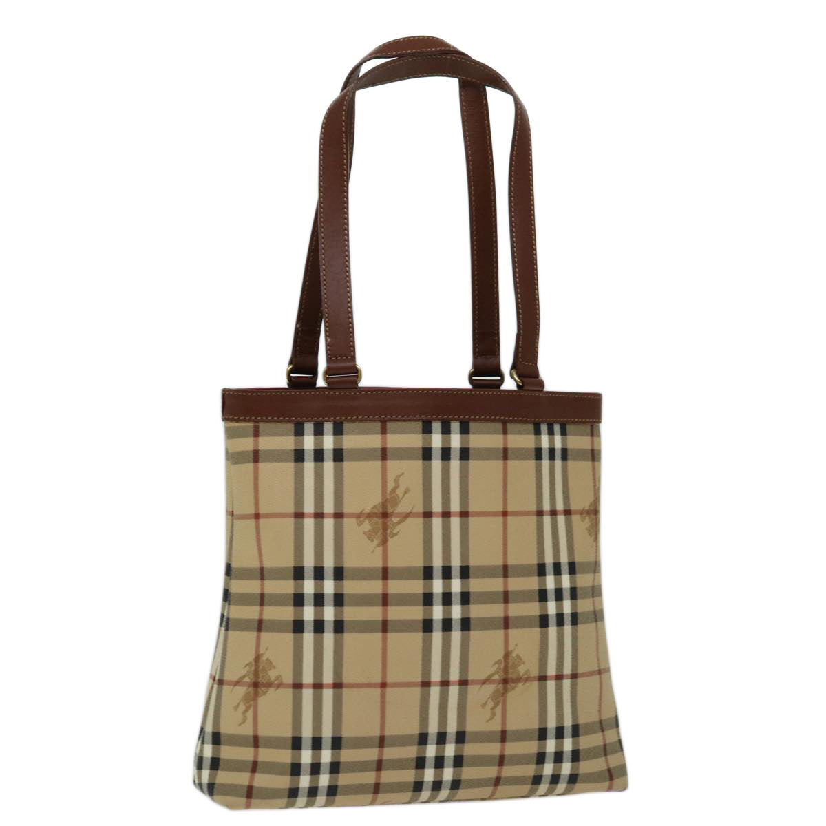 Burberrys Nova Check Tote Bag PVC Beige Auth yk11163