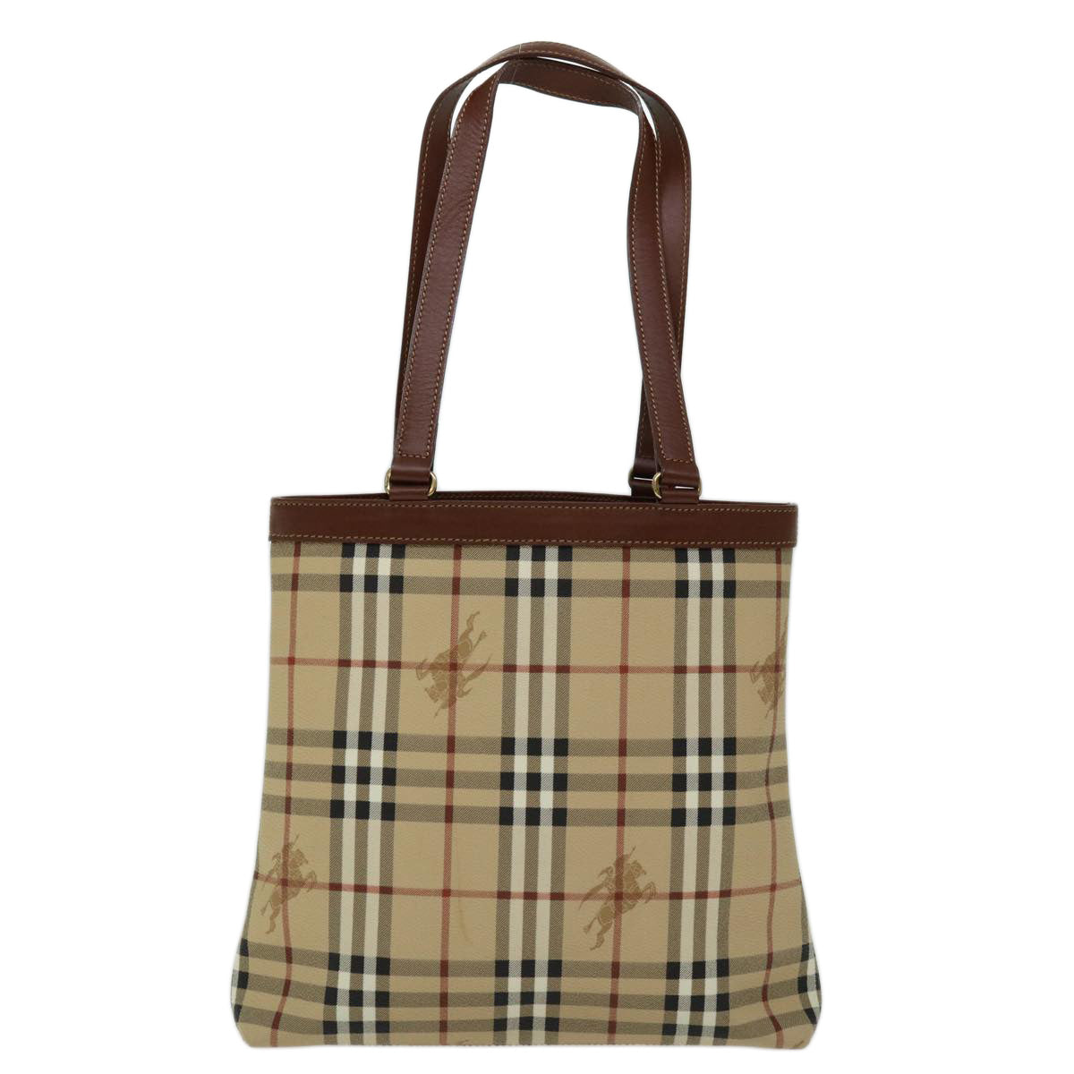 Burberrys Nova Check Tote Bag PVC Beige Auth yk11163