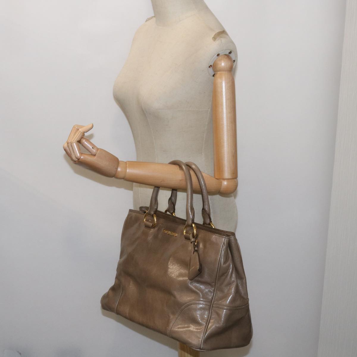 Miu Miu Hand Bag Leather Beige Auth yk11166